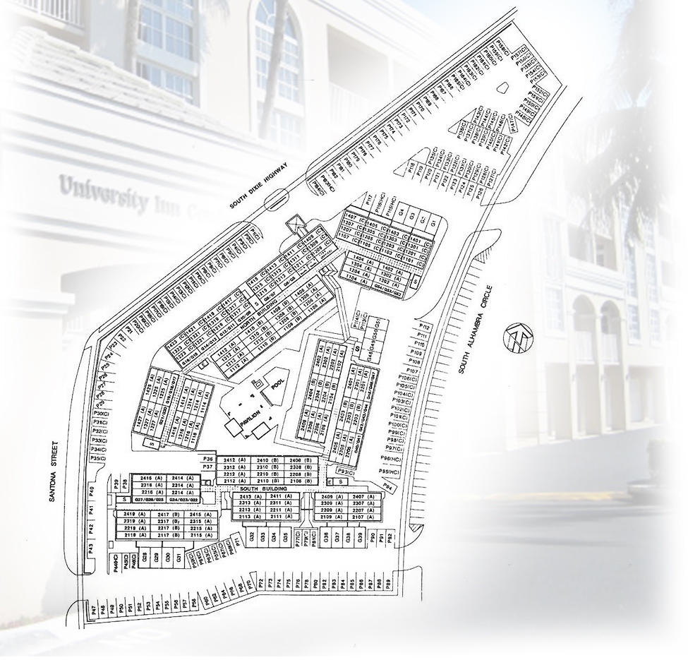 University Inn unit locator map